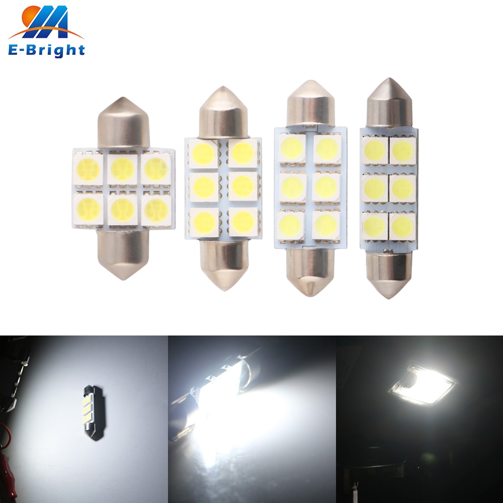 100pcs DC 12V 31mm 36MM 39MM 41MM C5W C10W Festoon 5050 6 SMD ڵ ȣ  ׸     